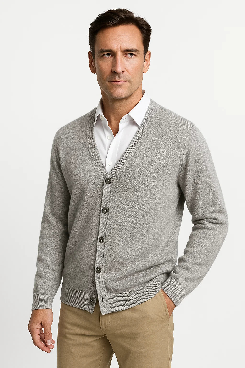 Men’s Merino Wool V-Neck Classic Cardigan