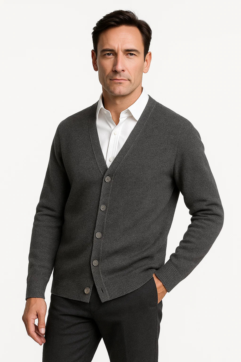 Men’s Merino Wool V-Neck Classic Cardigan