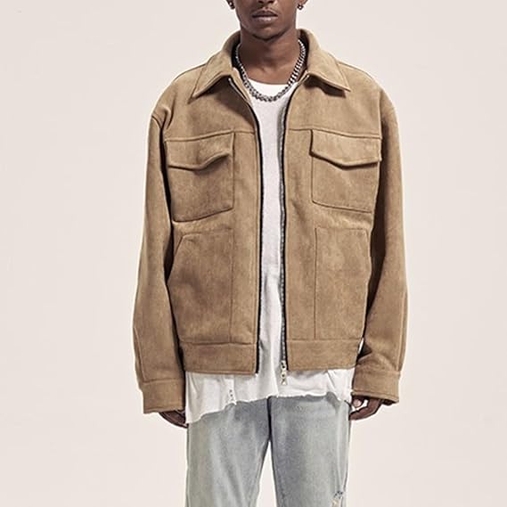 Men's Cargo Jacket with Pockets and Zip – Perfect for Autumn