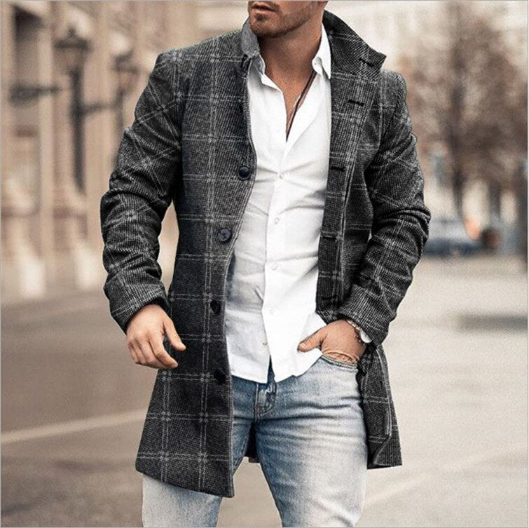 Men's Windproof Single-Breasted Coat - Autumn & Winter Jacket