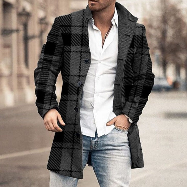 Men's Windproof Single-Breasted Coat - Autumn & Winter Jacket