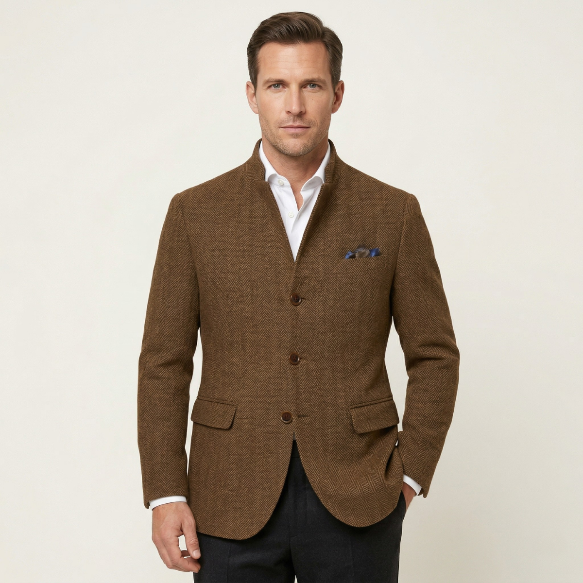 Timeless Men's Wool Tweed Blazer Jacket - Single Breasted