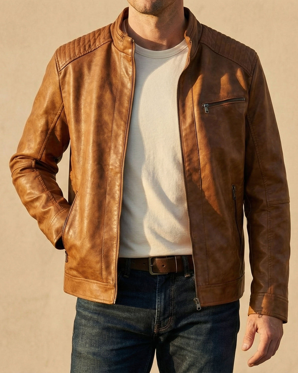 Timeless Men's Leather Jacket with Classic Style