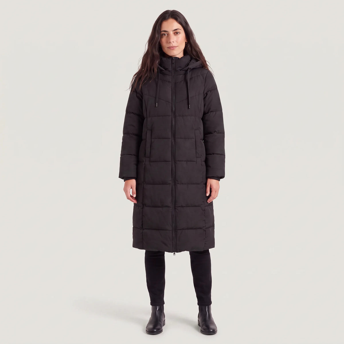 Long Women's Winter Coat Padded with Hood