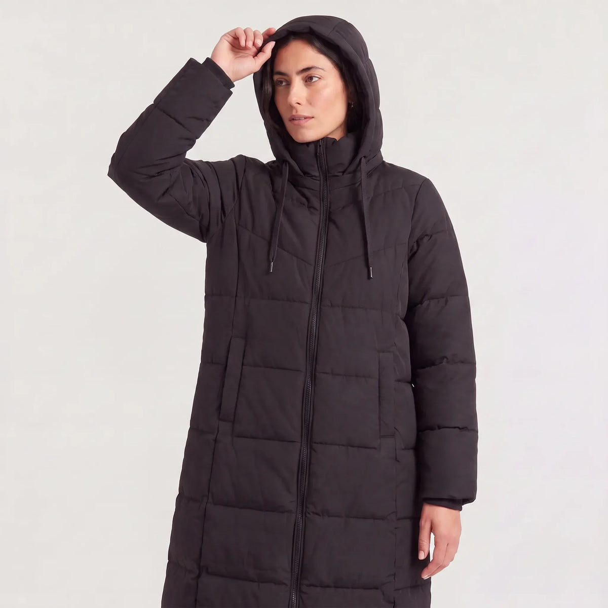 Long Women's Winter Coat Padded with Hood