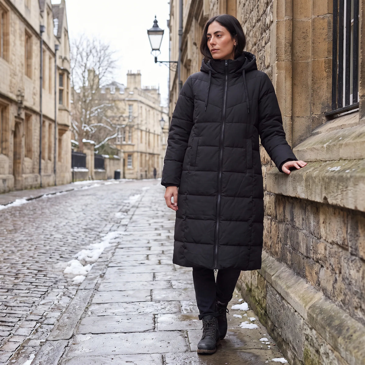 Long Women's Winter Coat Padded with Hood