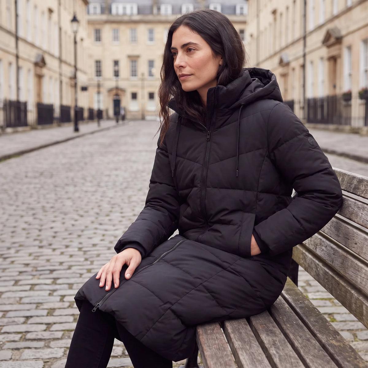 Long Women's Winter Coat Padded with Hood