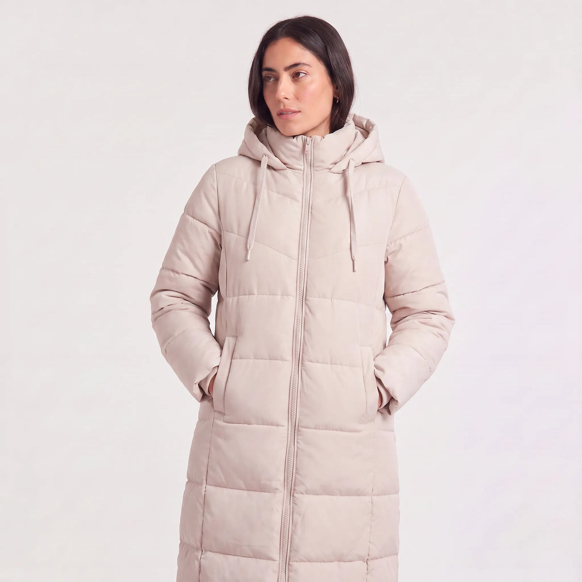 Long Women's Winter Coat Padded with Hood