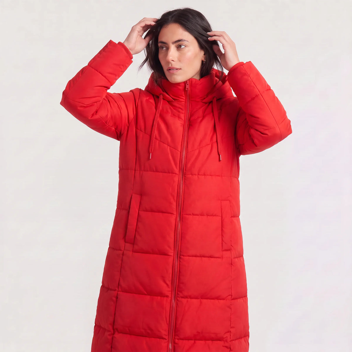 Long Women's Winter Coat Padded with Hood