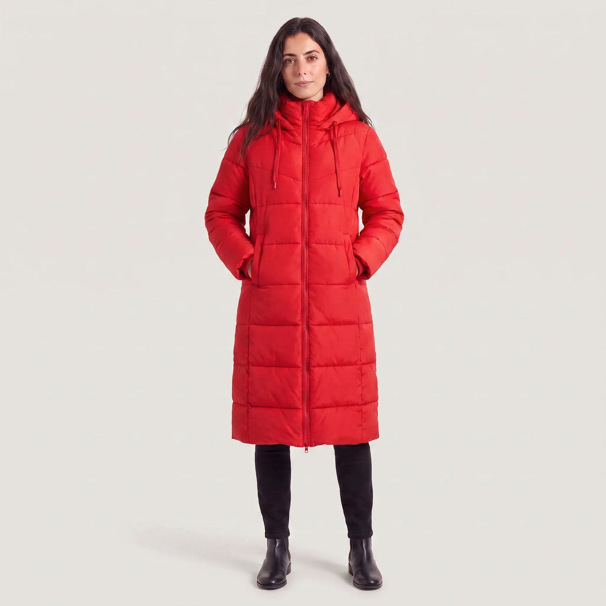 Long Women's Winter Coat Padded with Hood