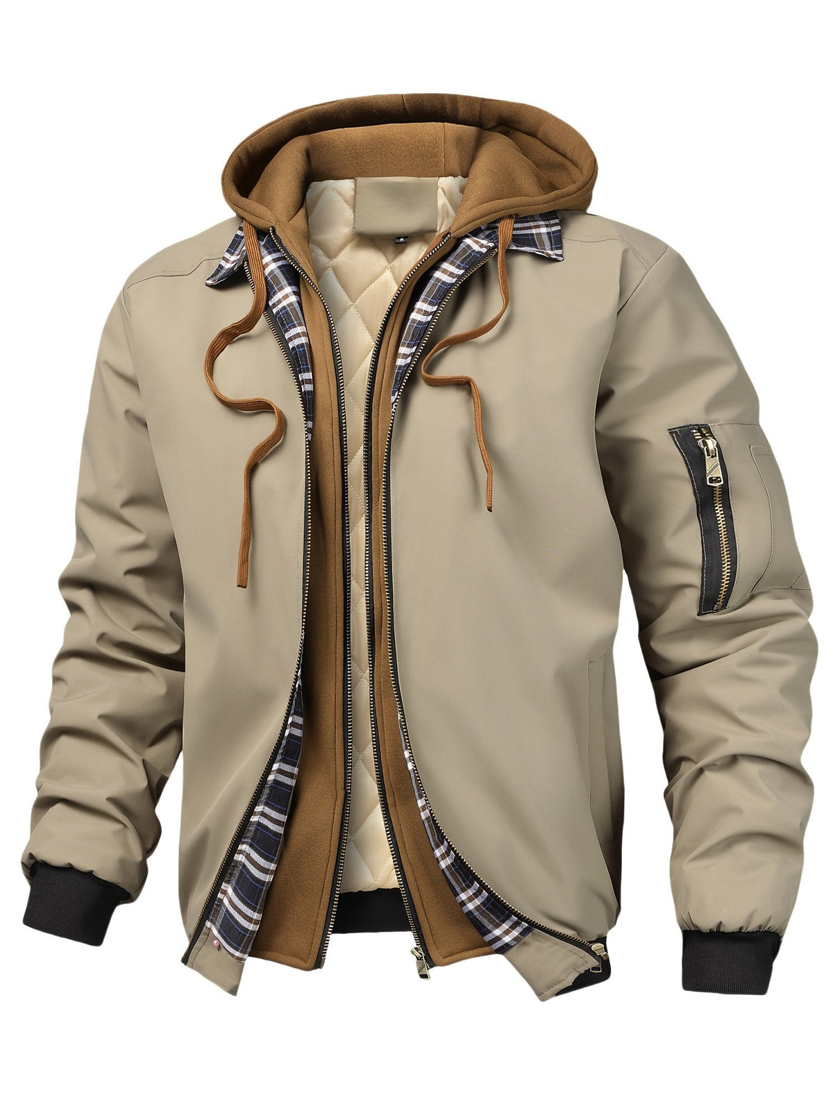 Men's Checked Zip-Up Hoodie for Casual Wear