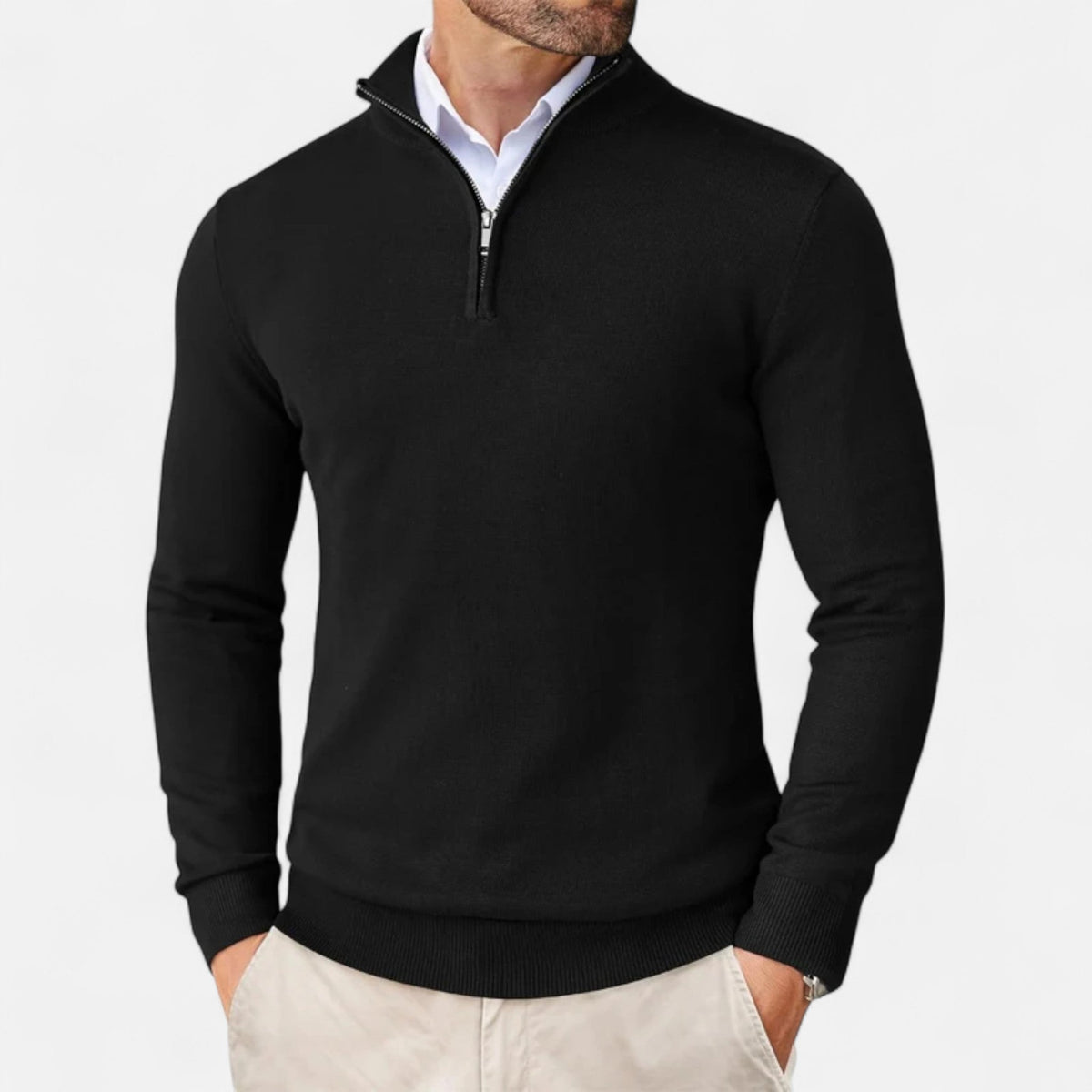 Men's Slim-Fit Zip-Up Sweater - Lightweight Design