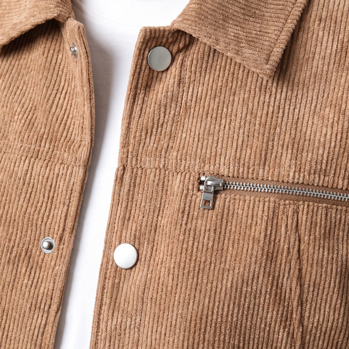 Men's Corduroy Jacket with Chest Pocket and Buttons