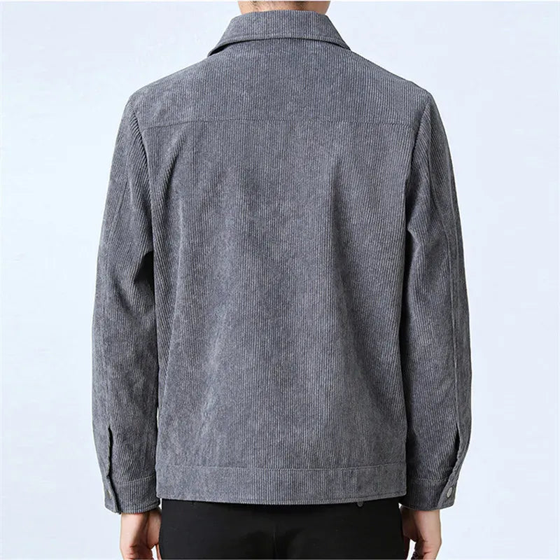 Men's Corduroy Jacket with Chest Pocket and Buttons