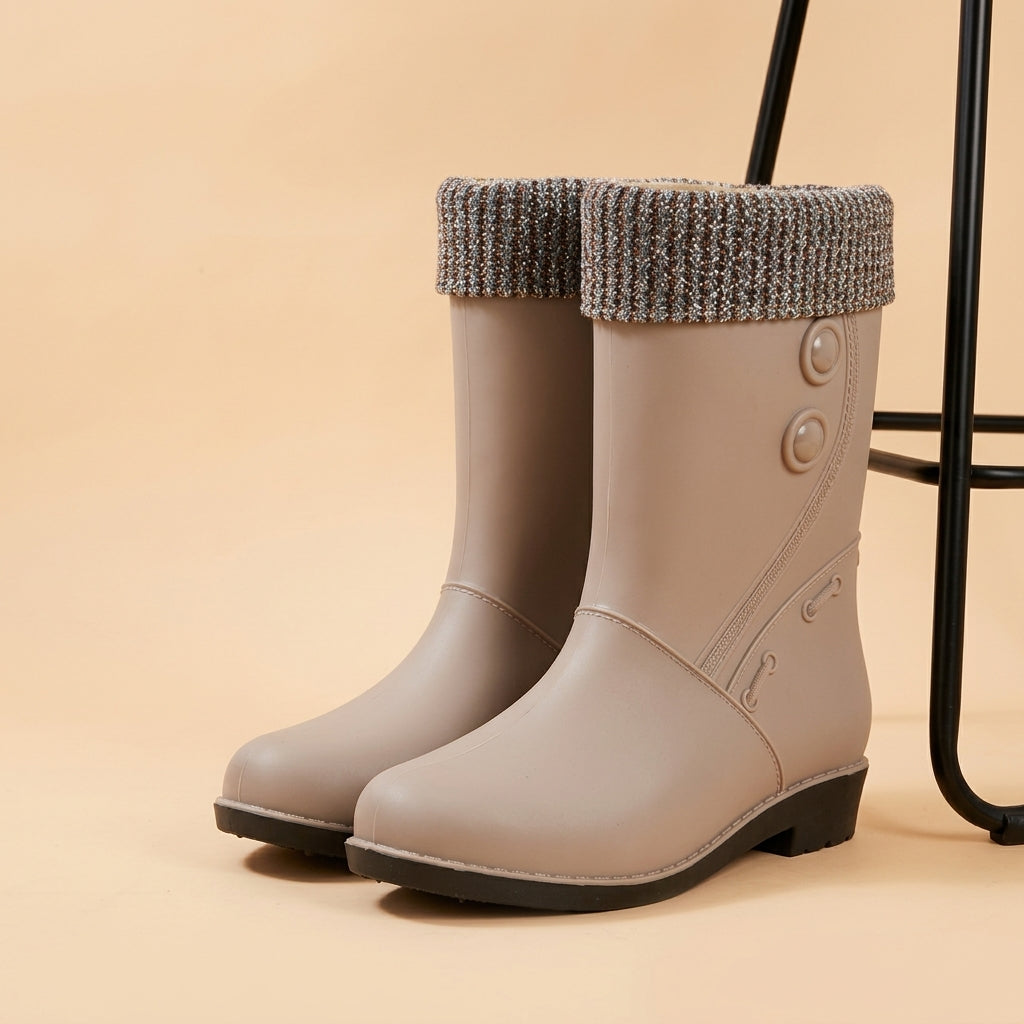Lined Waterproof Rain Boots for Women with Non-Slip Sole