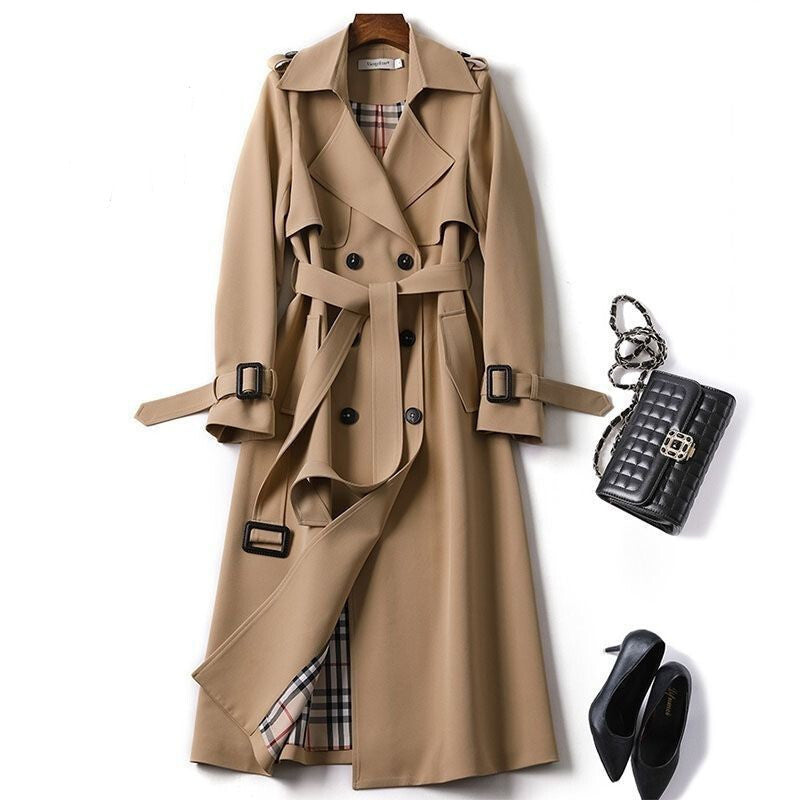 Ladies Double-Breasted Trench Coat with Belt