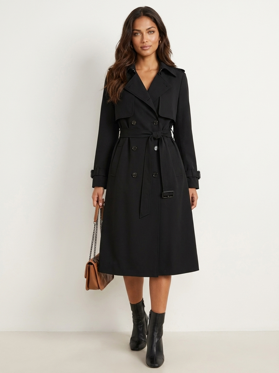 Ladies Double-Breasted Trench Coat with Belt