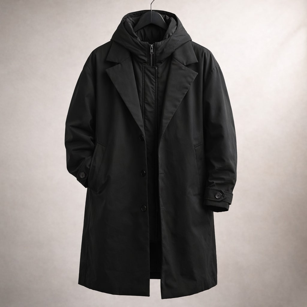 Men's Hooded Coat with Windproof Layering