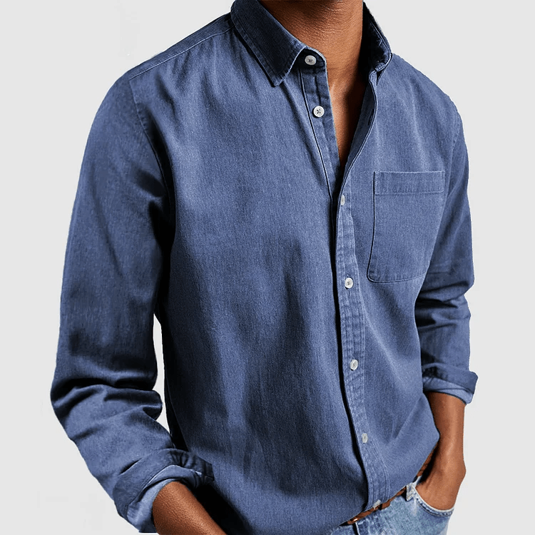 Men's Regular Fit Long Sleeve Button-Down Collared Shirt