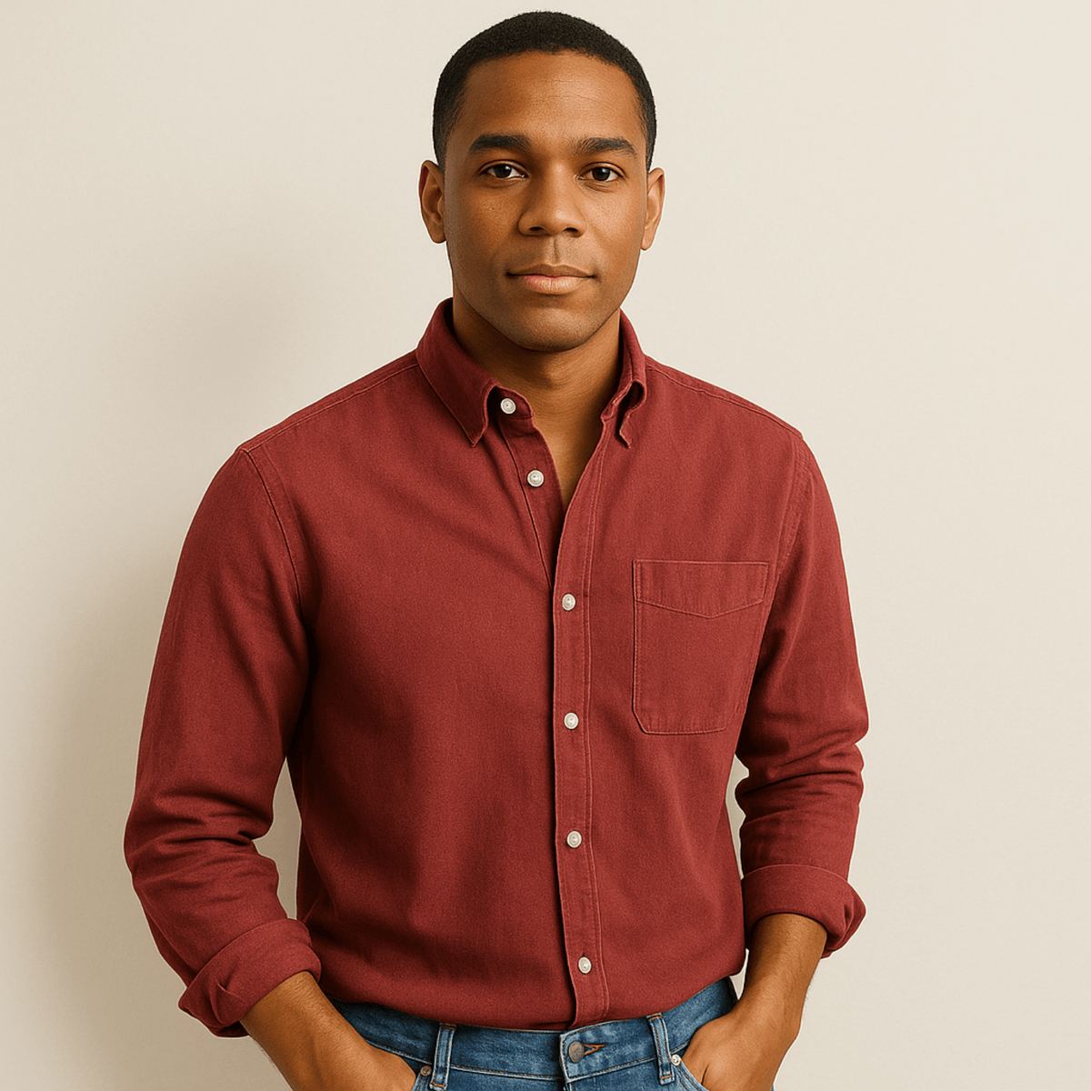 Men's Regular Fit Long Sleeve Button-Down Collared Shirt