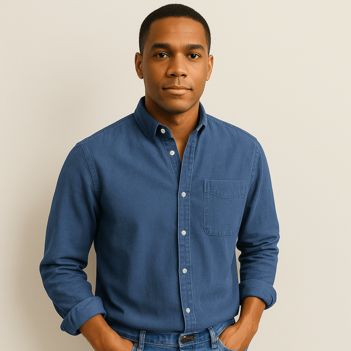 Men's Regular Fit Long Sleeve Button-Down Collared Shirt