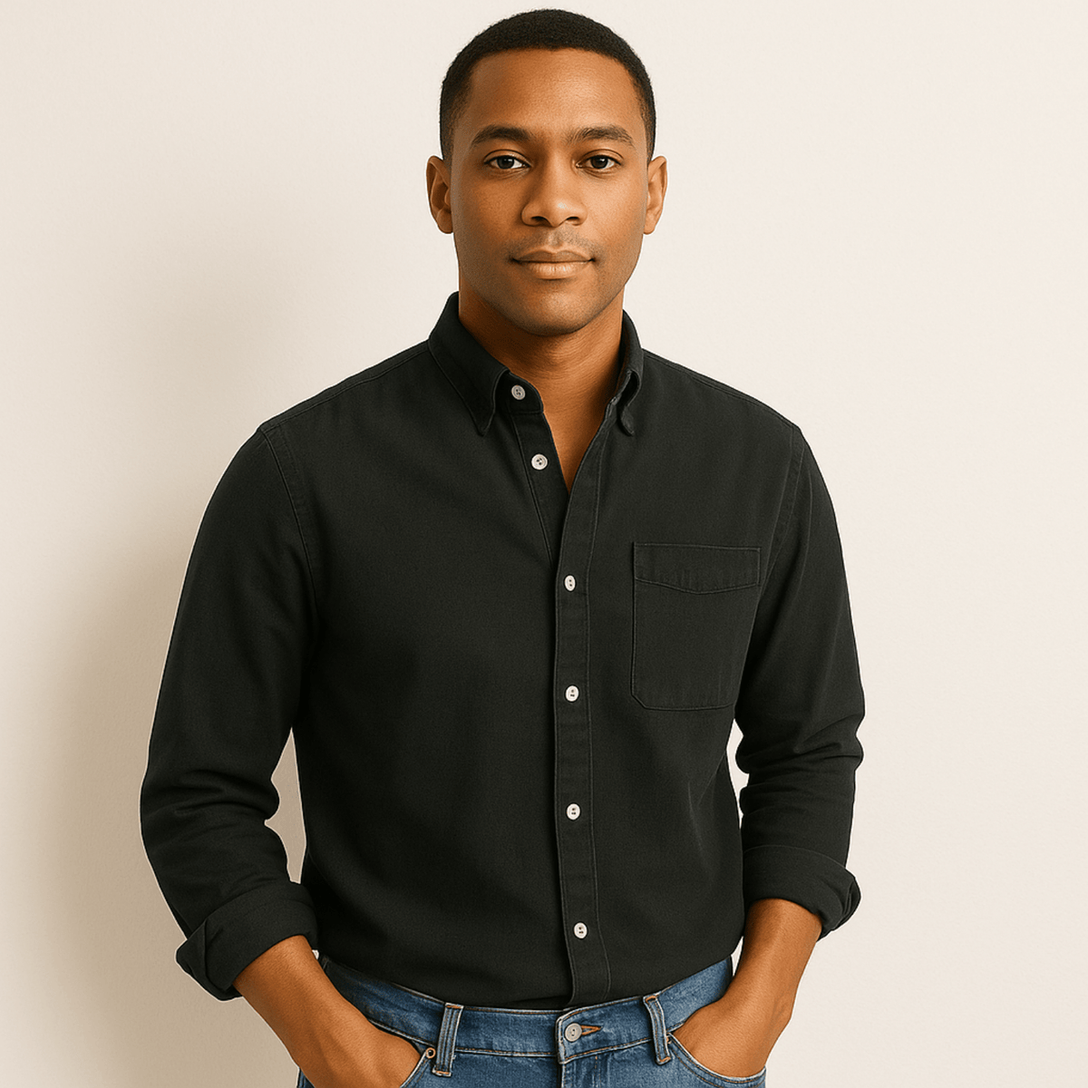 Men's Regular Fit Long Sleeve Button-Down Collared Shirt