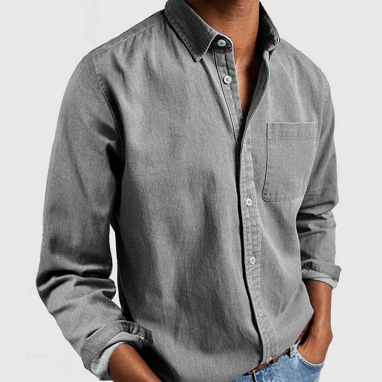 Men's Regular Fit Long Sleeve Button-Down Collared Shirt