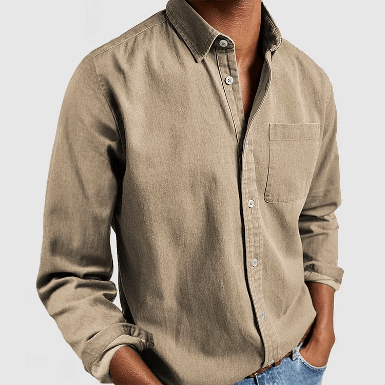 Men's Regular Fit Long Sleeve Button-Down Collared Shirt