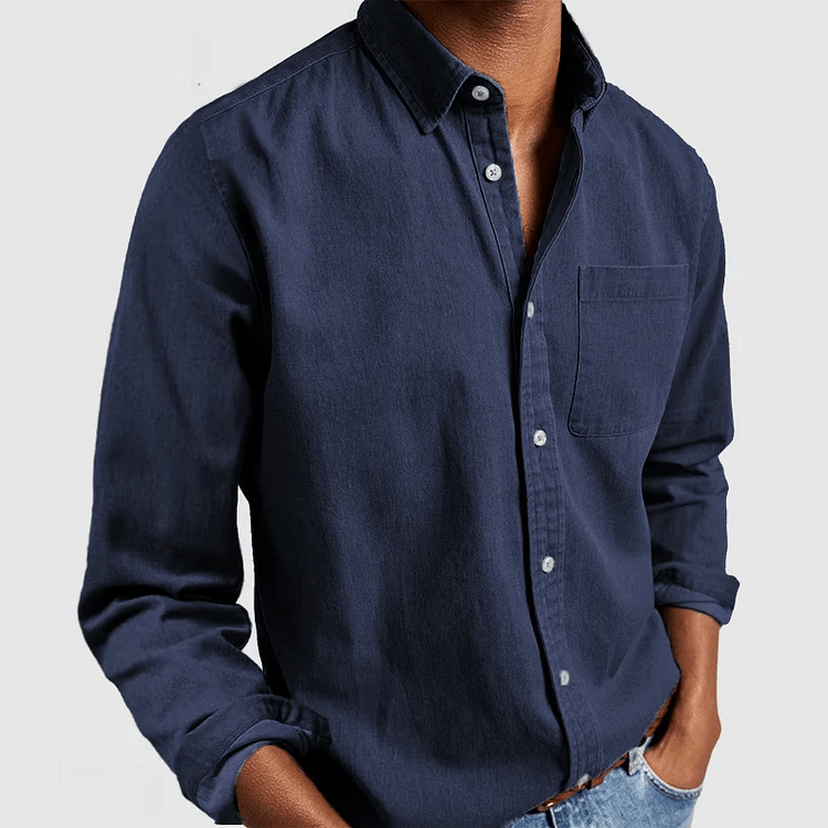 Men's Regular Fit Long Sleeve Button-Down Collared Shirt