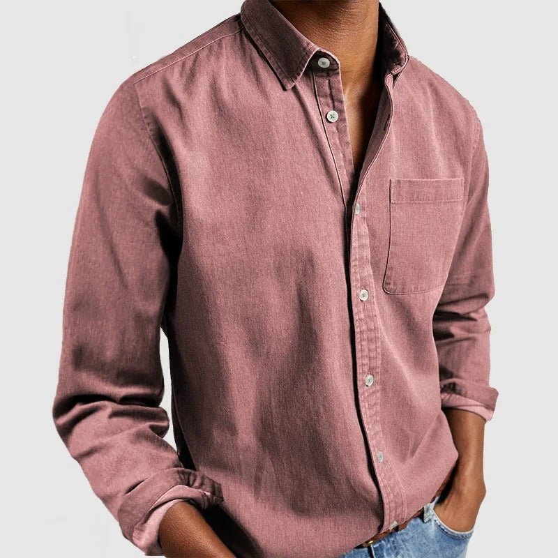 Men's Regular Fit Long Sleeve Button-Down Collared Shirt