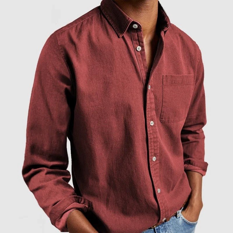 Men's Regular Fit Long Sleeve Button-Down Collared Shirt