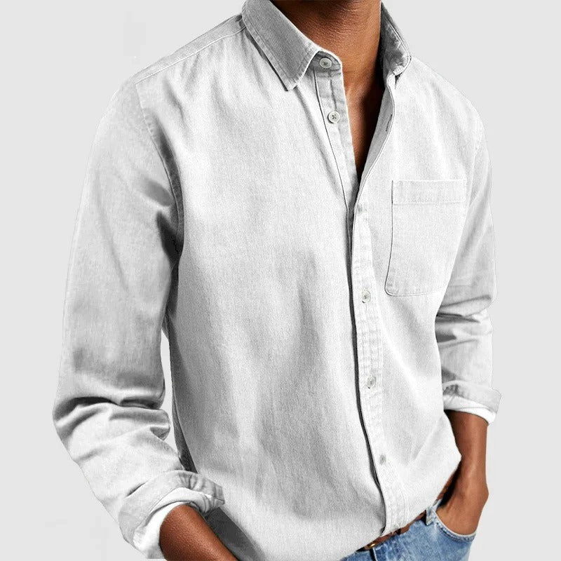 Men's Regular Fit Long Sleeve Button-Down Collared Shirt