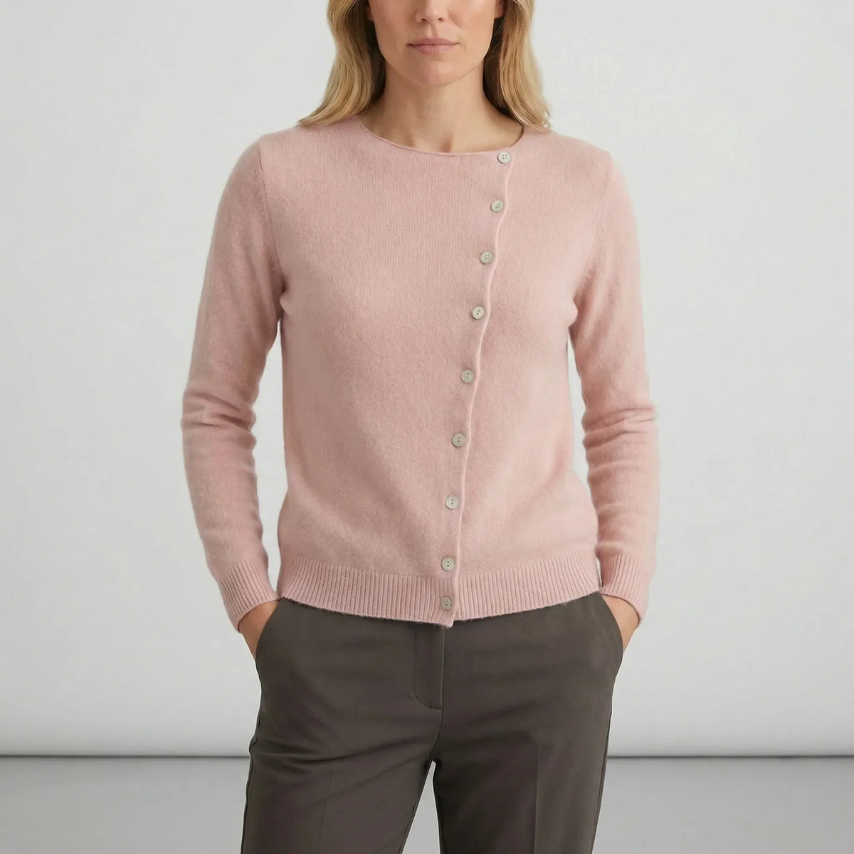 Asymmetrical Fastening Tailored Cardigan