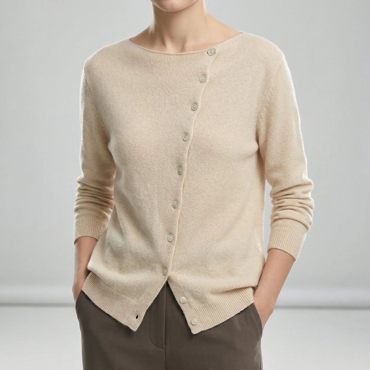 Asymmetrical Fastening Tailored Cardigan