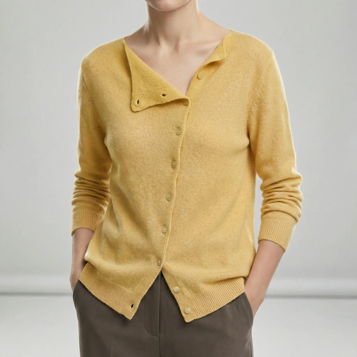 Asymmetrical Fastening Tailored Cardigan