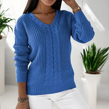 Cozy V-Neck Cable Knit Sweater