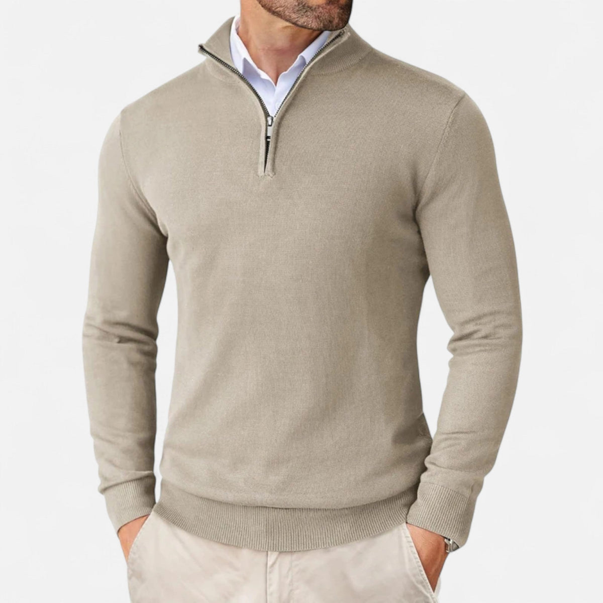 Men's Slim-Fit Zip-Up Sweater - Lightweight Design
