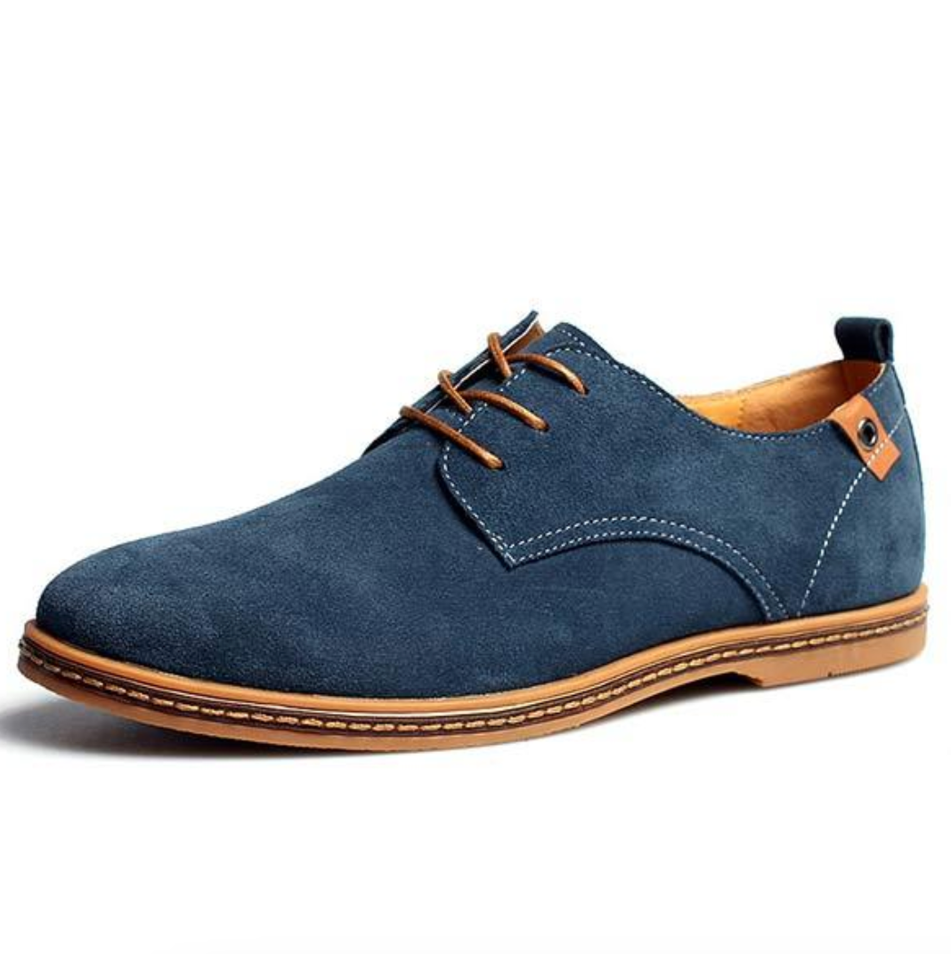 Men's Suede Derby Shoes with Lace-Up and Textured Finish