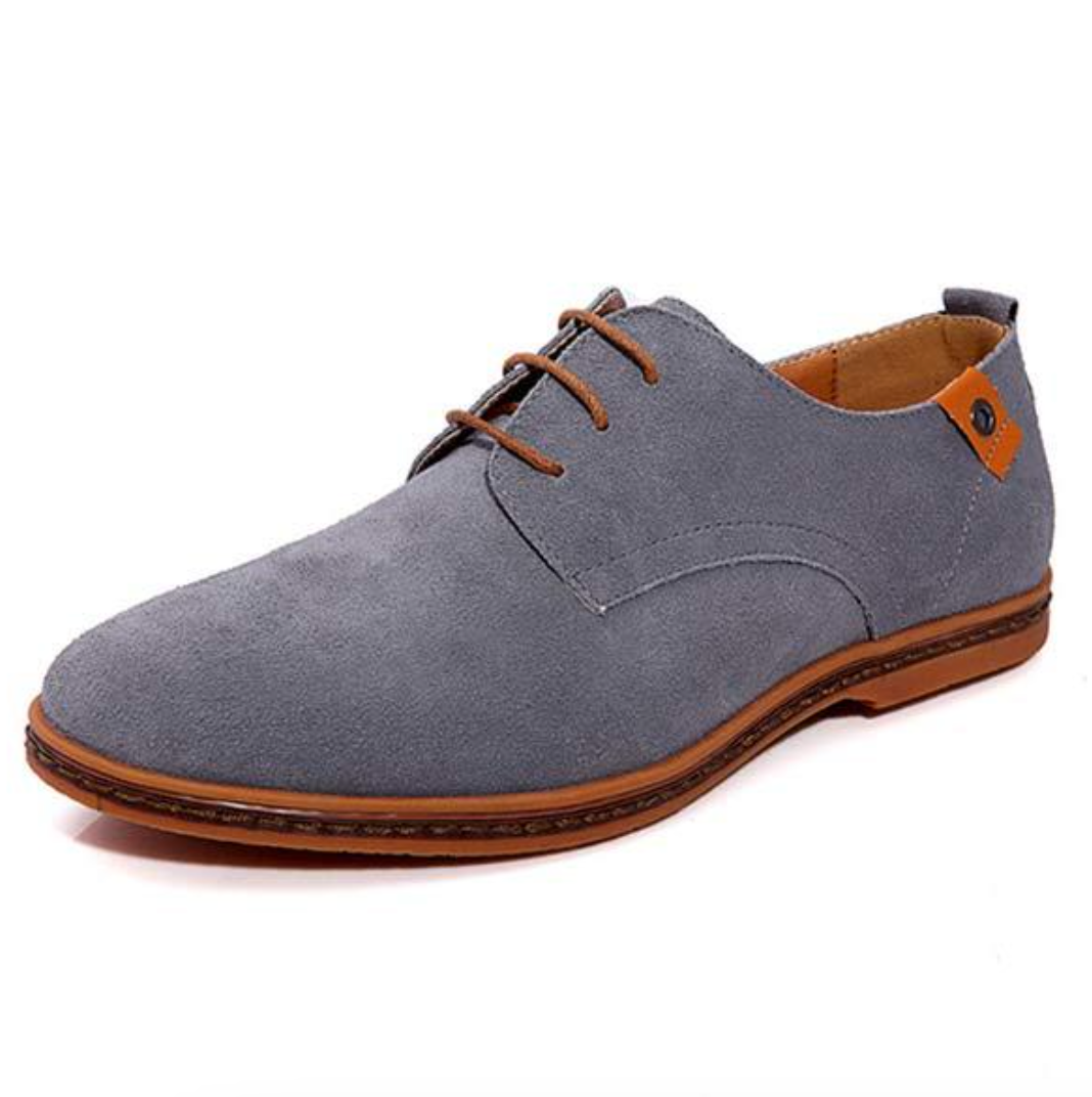 Men's Suede Derby Shoes with Lace-Up and Textured Finish