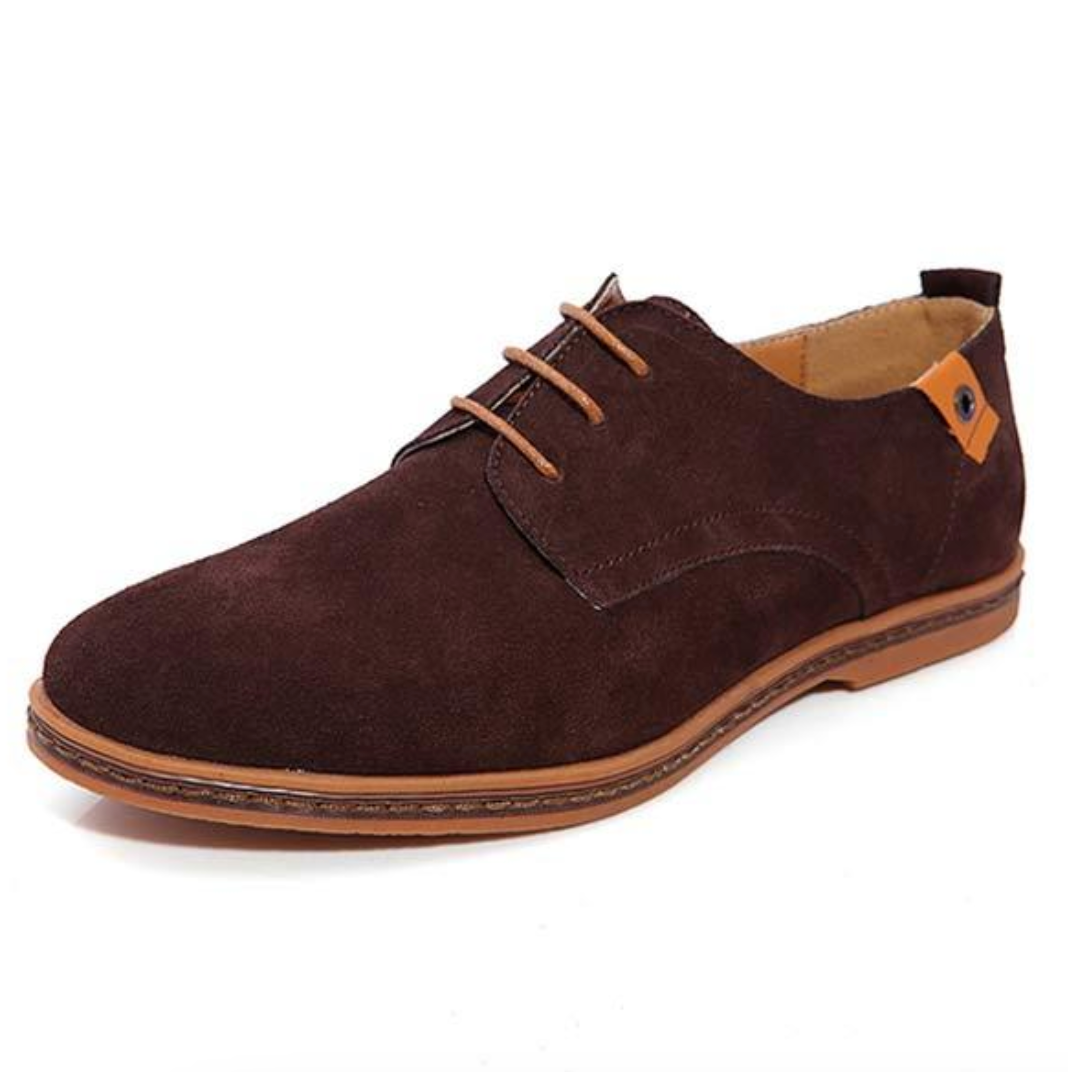 Men's Suede Derby Shoes with Lace-Up and Textured Finish