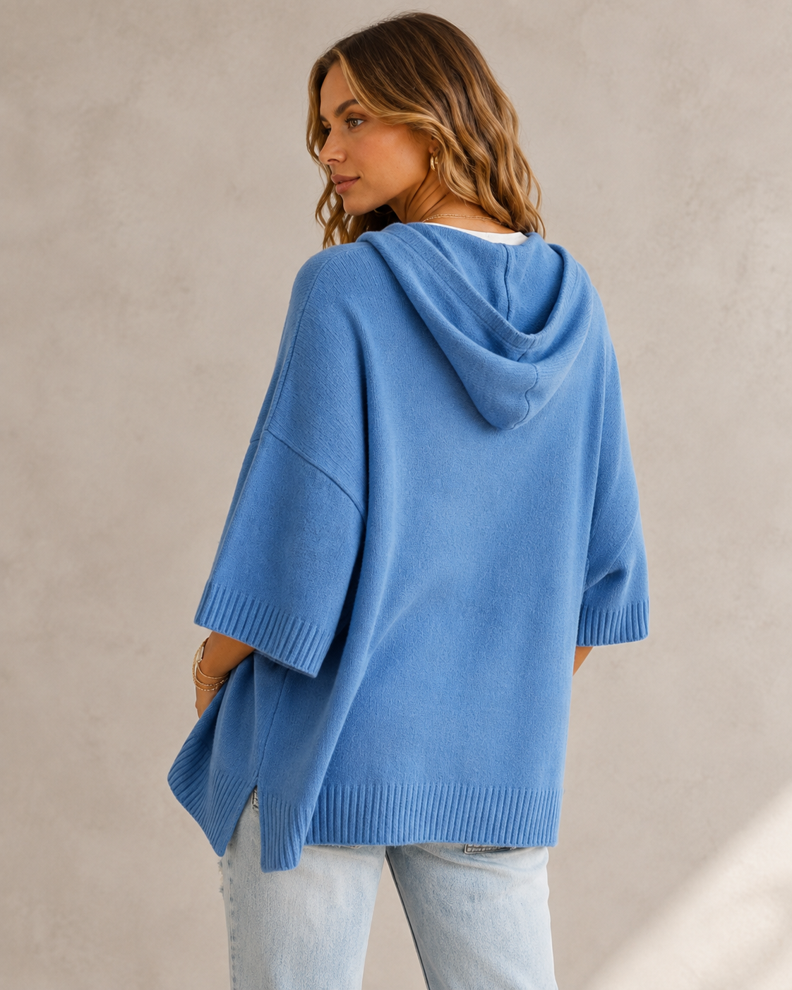 Relaxed Fit Women's 3/4 Sleeve Hoodie