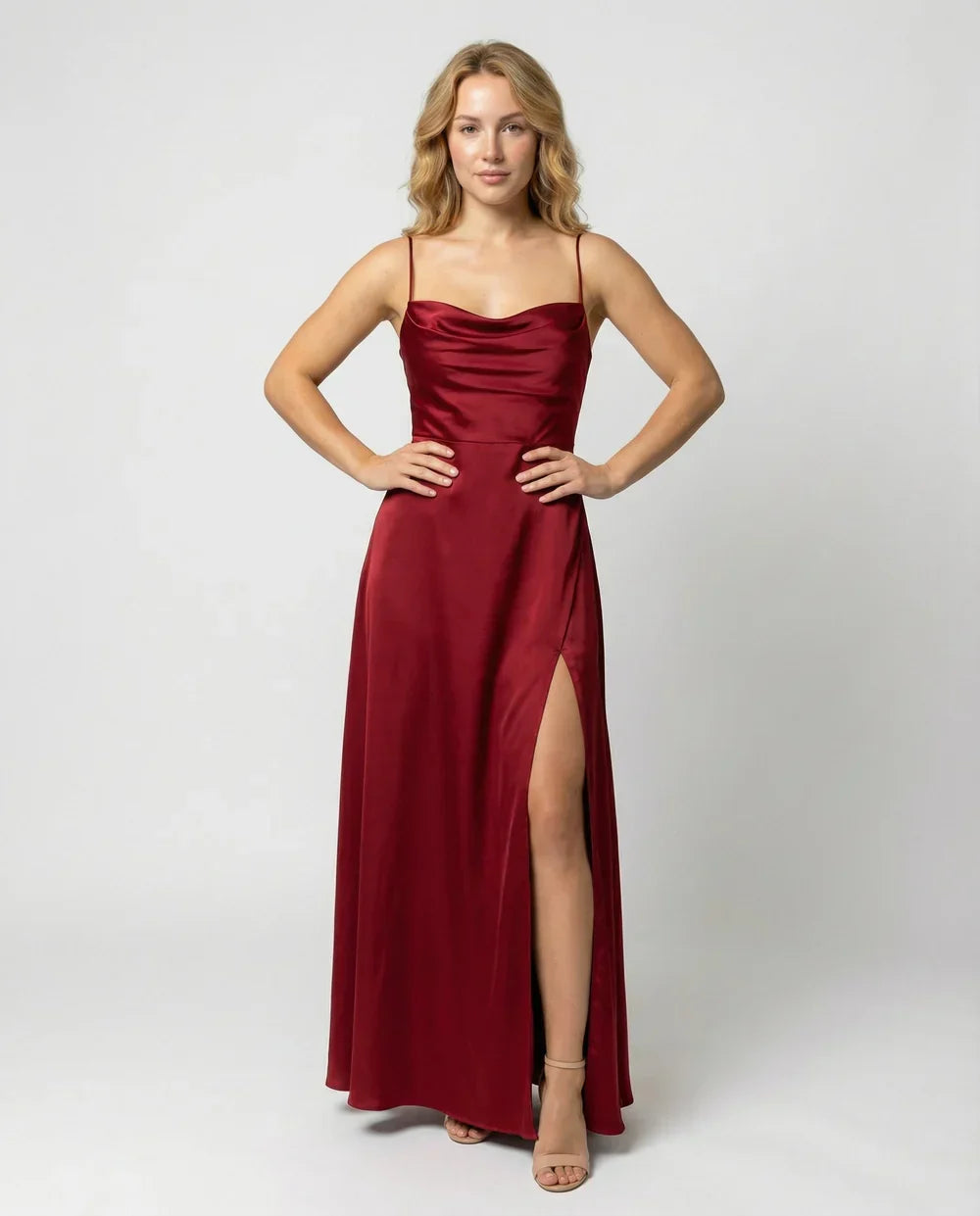 Maxi Dress with Split and Straps for Women
