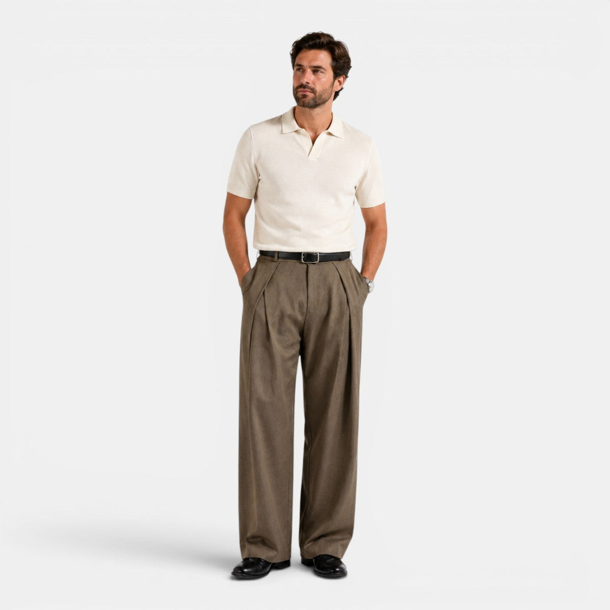 Wide Trousers for Men with Pleats