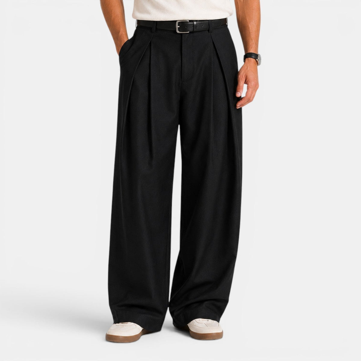 Wide Trousers for Men with Pleats