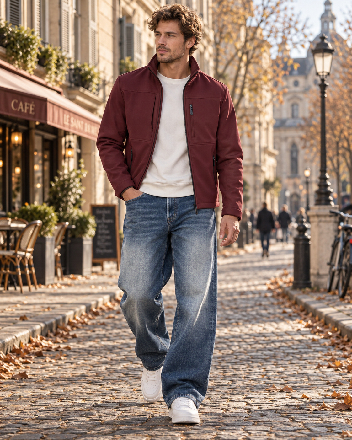 Men's Cedie Jean – Stretch Denim, Loose Fit, Wide Leg with 5 Pockets