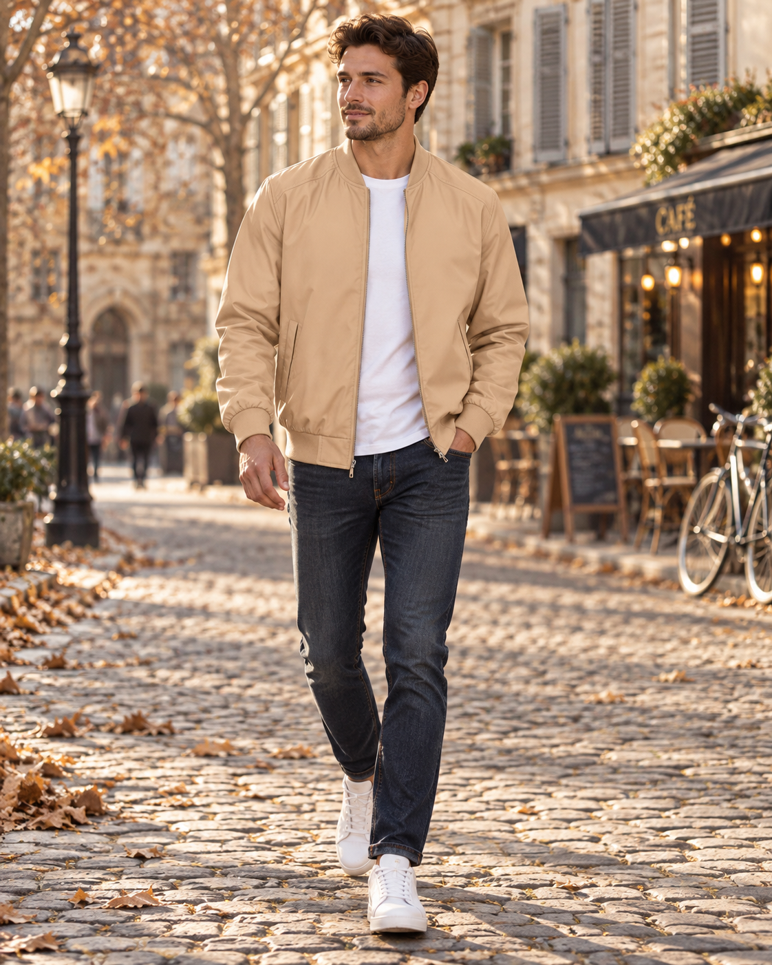 Dorian Lightweight Men's Bomber Jacket – Zippered, Ribbed Collar with 3 Pockets