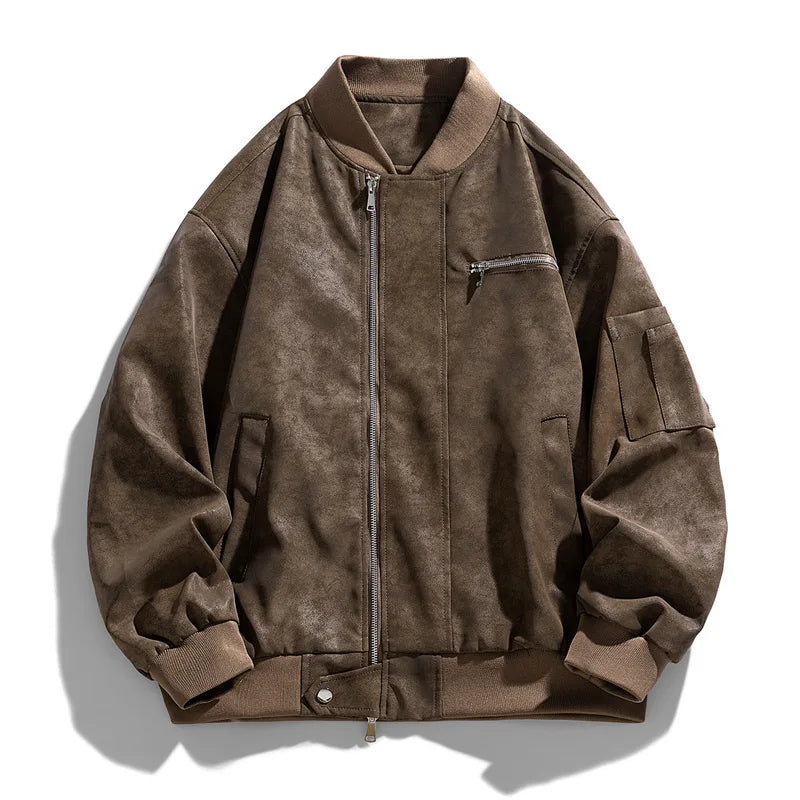 Men's Front-Zip Jacket with Stand Collar