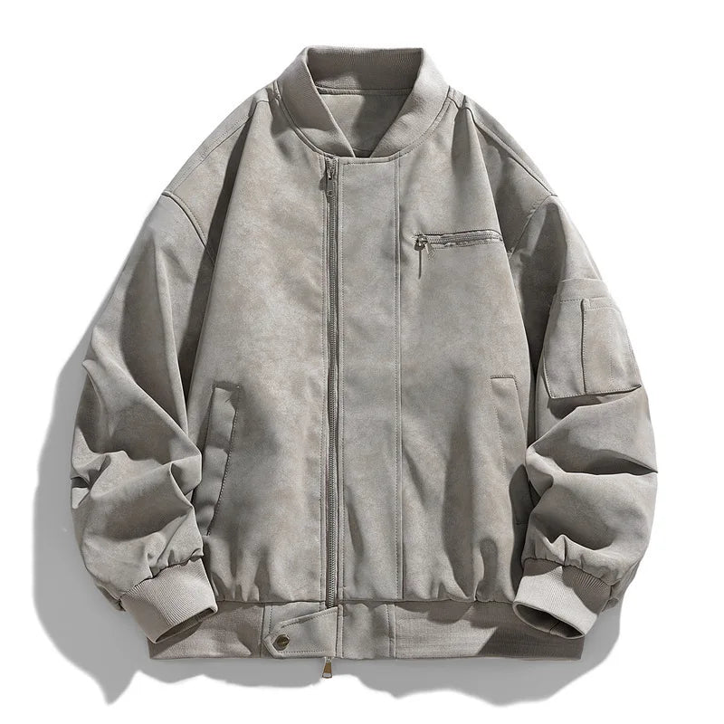 Men's Front-Zip Jacket with Stand Collar
