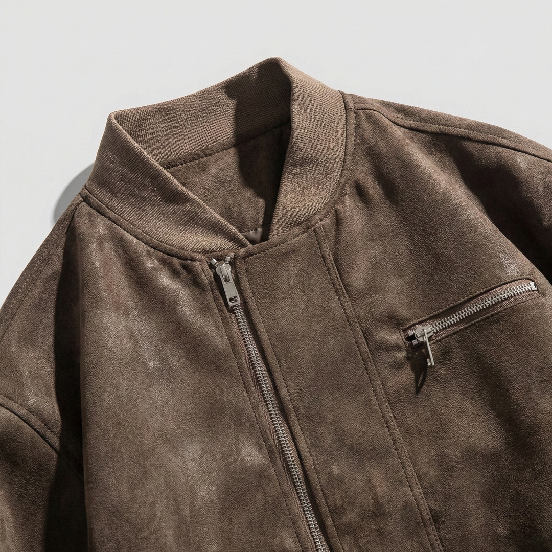 Men's Front-Zip Jacket with Stand Collar