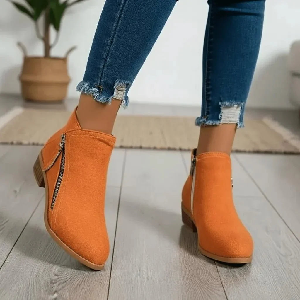 Ladies' Suede Ankle Boots with Block Heel